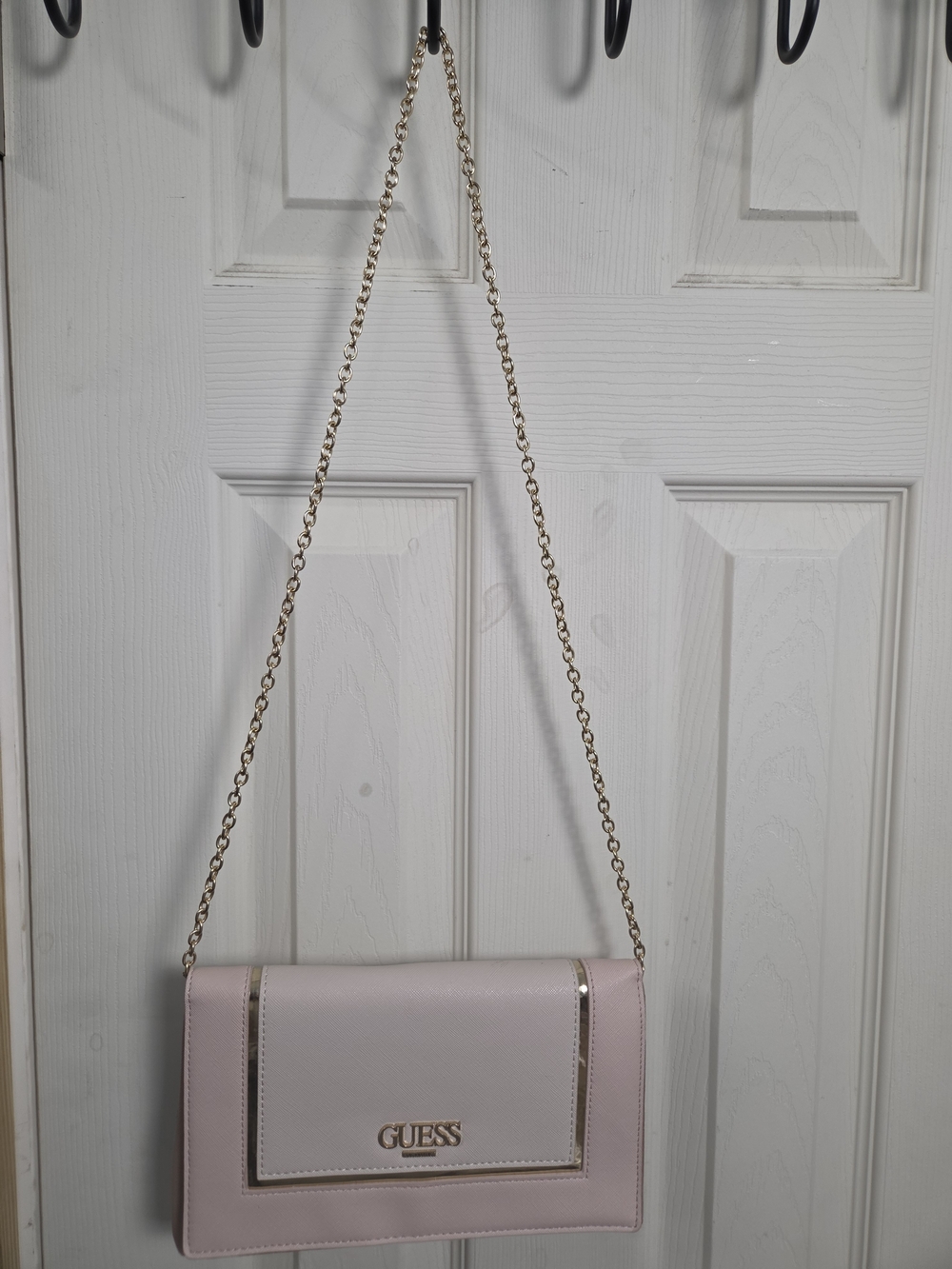 GUESS Dusty Rose Pink Clutch With Gold Chain Shoulder Bag